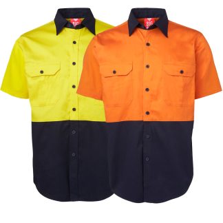 BIG BEE Aero Cool Work Shirt Hi Vis Cotton Short Sleeve