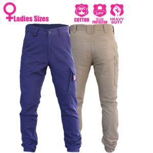 Ladies Work Cargo Pants Slim Fit Elastic Ankle Cuff