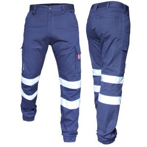 Work Cargo Pants Stretch Cotton Elastic Ankle Cuff 3M Tape