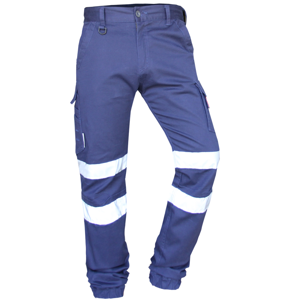 SAFETY HEAVY WEIGHT DURABLE REFLECTIVE 3M TAPED COTTON DRILL PANTS TROUSERS 