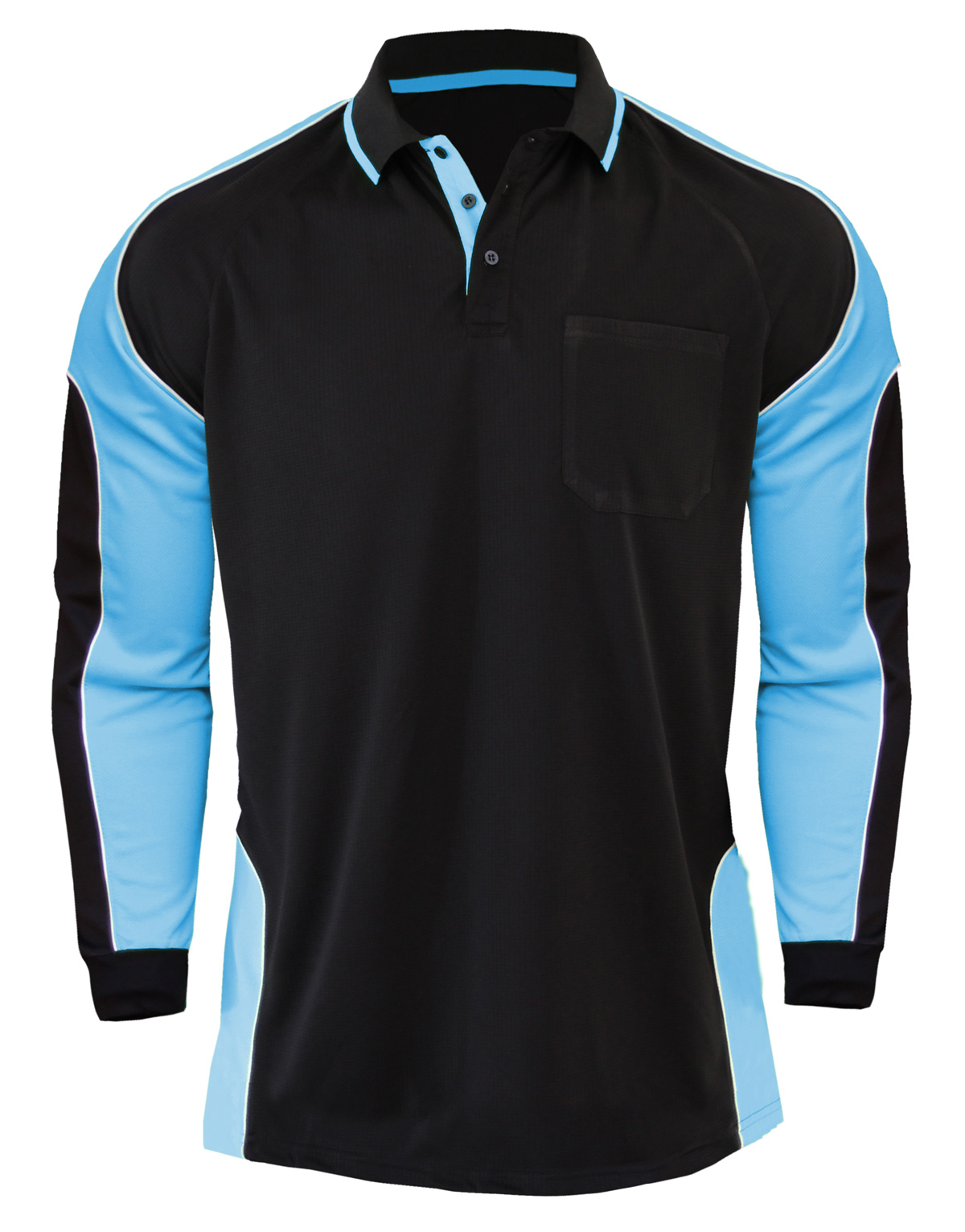 Panel Polo Shirt with Piping LS