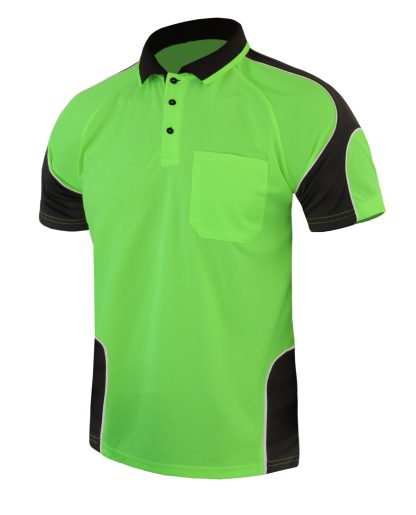 Hi Vis Panel Polo Shirt with Piping SS - Image 17