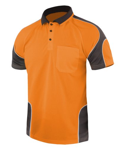 Hi Vis Panel Polo Shirt with Piping SS - Image 7