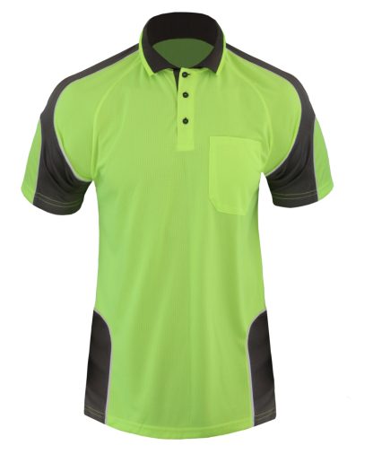 Hi Vis Panel Polo Shirt with Piping SS - Image 6