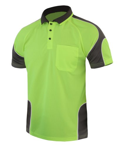 Hi Vis Panel Polo Shirt with Piping SS - Image 4