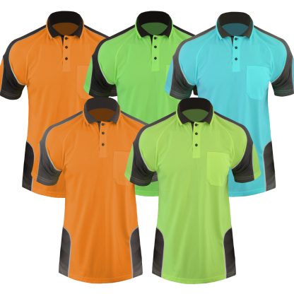 Hi Vis Panel Polo Shirt with Piping SS - Image 2