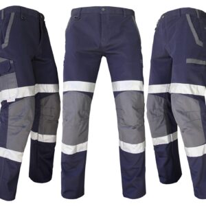 Mens Reflective Cargo Work Pants – Stretch Cotton Drill with Knee Pads | Big Bee Workwear