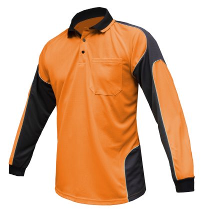 Hi Vis Panel Polo Shirt with Piping LS - Image 6