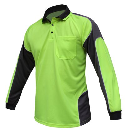 Hi Vis Panel Polo Shirt with Piping LS - Image 2
