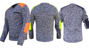 Work Jumper Hi Vis Sweatshirt Pullover Chest Pocket Marble Navy