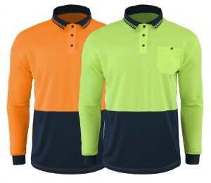 BIG BEE Hi Vis Polo Shirt Two Tone Long Sleeve