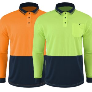 Hi-Vis Long Sleeve Polo – Two-Tone (Orange/Navy, Yellow/Navy) | Wholesale Supply