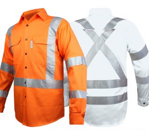 HI Vis Work Shirt 3M Tape Cross