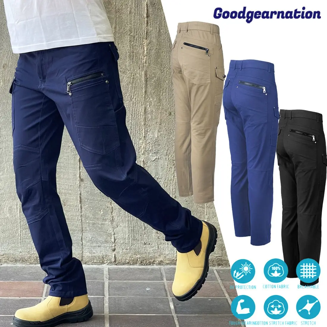 Big Bee Men’s Utility Cargo Pants – Boot Cut Stretch Cotton Drill Work Pants