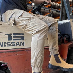 Big BEE Elastic Cuff Cargo Pants Tactical Tapered Trousers Vertical Zip Stretchy Cotton Waist Adjustable