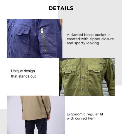 Work Shirts Flexible Stretchy Cotton Light Function Pockets - Image 11