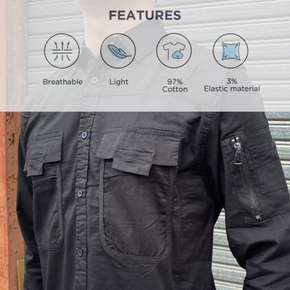 Work Shirts Flexible Stretchy Cotton Light Function Pockets - Image 9