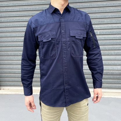 Work Shirts Flexible Stretchy Cotton Light Function Pockets - Image 2