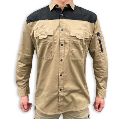 Work Shirts Flexible Stretchy Cotton Light Function Pockets