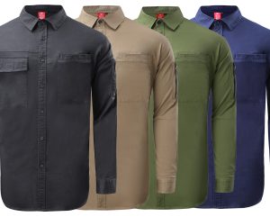 Work Shirts Flexible Shirt Stretchy Cotton Light Cool Breath Fabric Function Pockets