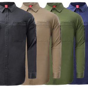 Work Shirts Flexible Shirt Stretchy Cotton Light Cool Breath Fabric Function Pockets