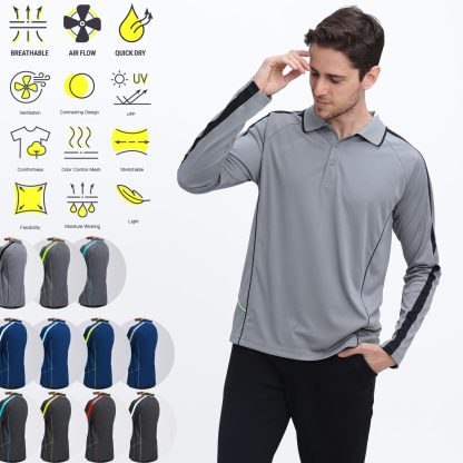 ISUSI Flow Mens Long Sleeve Polo – Lightweight, Moisture-Wicking | Wholesale Uniforms - Image 3