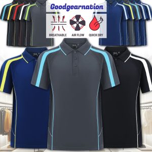 Mens Polo Shirt Active Work Wear Cool Dry Breathable Contrast Sport Team Short