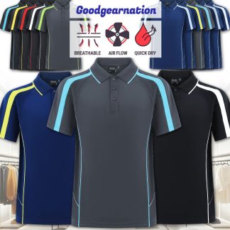 Mens Polo Shirt Active Work Wear Cool Dry Breathable Contrast Sport Team Short