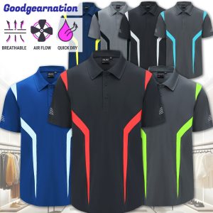 Collared Golf Polo Shirt Vented Panel Short Sleeve