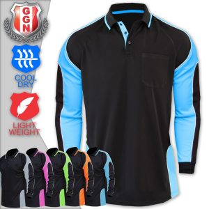 Panel Polo Shirt with Piping LS