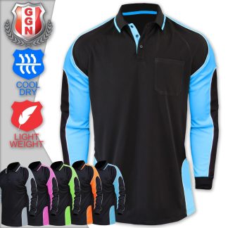 Panel Polo Shirt with Piping LS