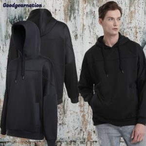 ISUSI Drawstring Hoodie Jumper Fleece Sweatshirts Plain Black with Contrast drawstring