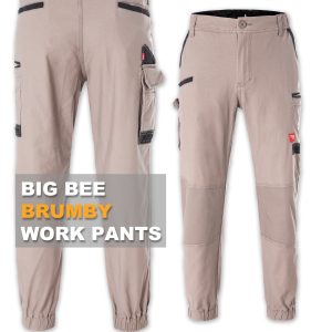 Mens Cargo Pants Work Trousers Elastic Cuffed Stretch Cotton Reflective Tape UPF