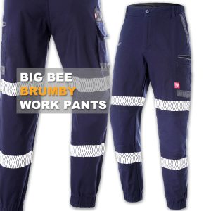 Mens Cargo Pants Work Trousers Elastic Cuffed Stretch Cotton Reflective Tape UPF