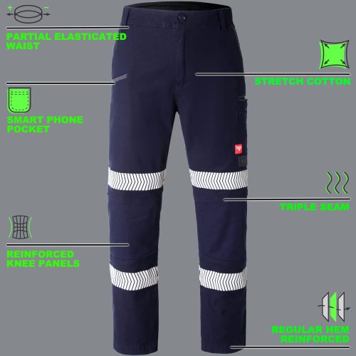Mens Brumby Reflective Work Pants – Boot Cut, Stretch Cotton Canvas | Wholesale - Image 4