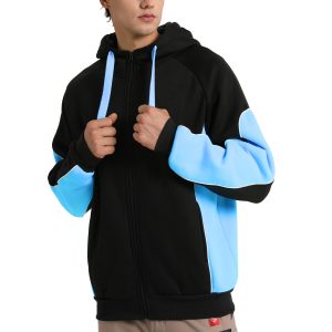 Big BEE ZIP-UP Hoodie Jumper, Contrast Panel, Fleece Sweatshirts