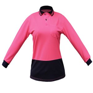 BIG BEE Hi Vis Polo Shirt Long Sleeve Ladies Size